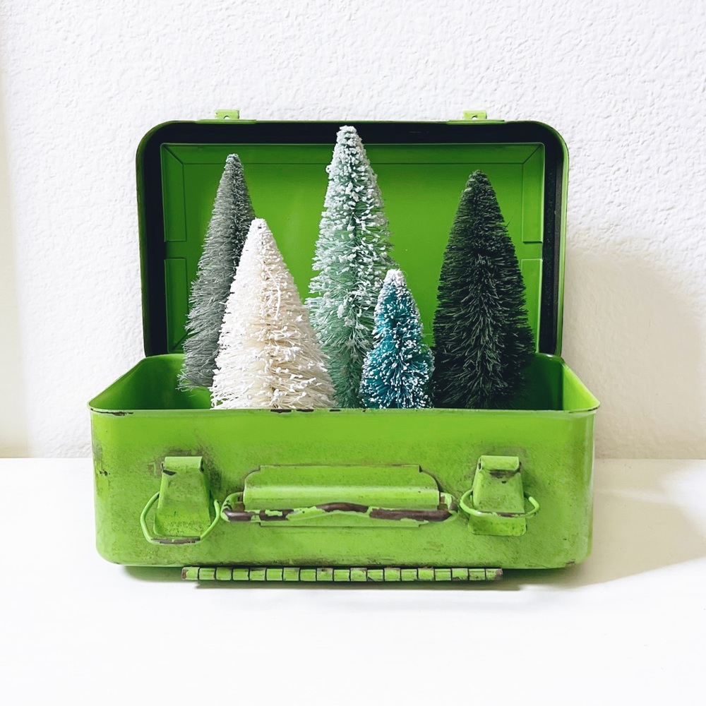 Vintage Industrial Metal First Aid Kit Spring Green Black Bullard Distre…